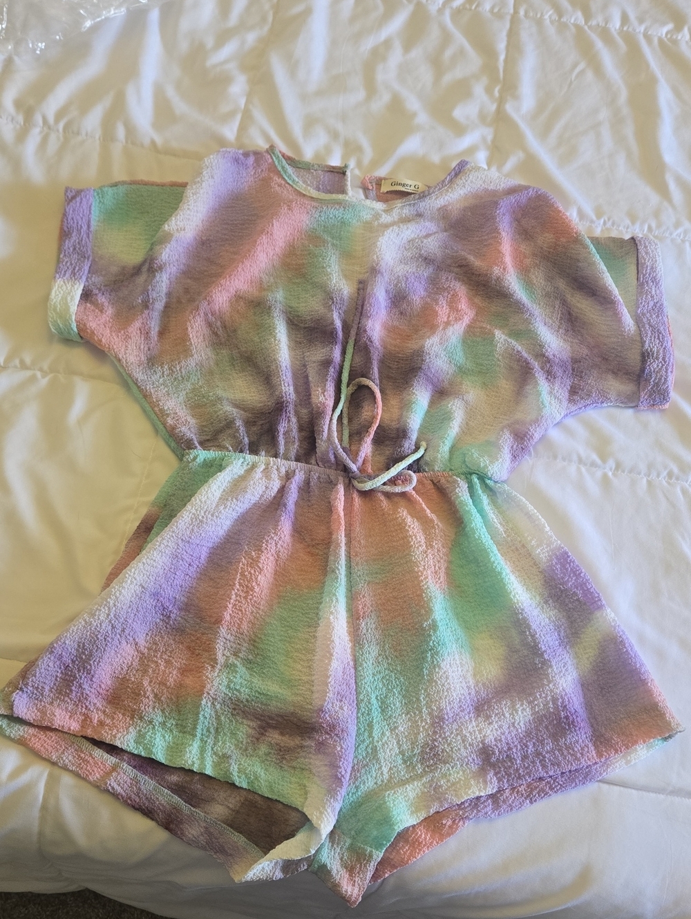 Womens Tie-Dye Pastel Romper - Casual Short Sleeve Playsuit